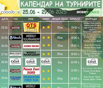 Hobby Games Tournaments 25.06.25 - 29.06.25