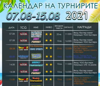 Hobby Games Tournaments Sofia 07.08-15.08