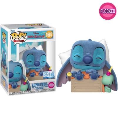 Lilo & Stitch Disney Plus POP! Figurină vinil Stitch dormind în cutie (flocat) (Ediție specială) #1607