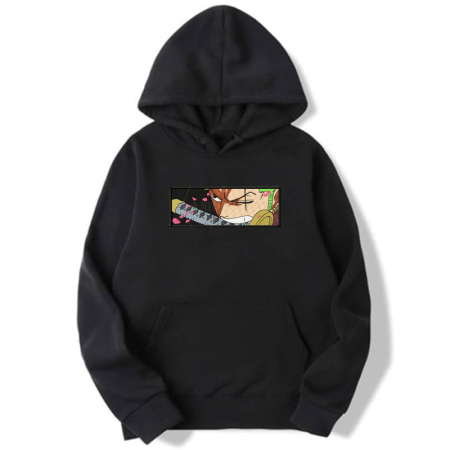 Hanorac gros negru cu broderie One Piece - Roronoa Zoro