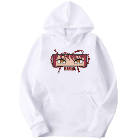 Hanorac alb gros cu broderie Chainsaw Man - Makima