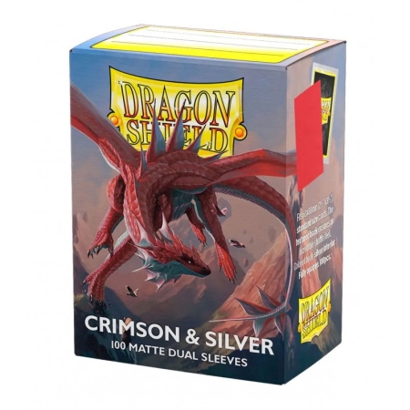 Dragon Shield Protecții Mari pentru Cărți 100 buc Dual Matte – Crimson & Silver
