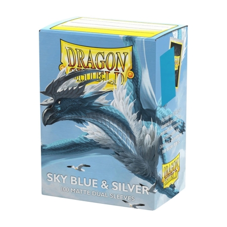 Dragon Shield Protecții Mari pentru Cărți 100 buc Dual Matte – Blue & Silver
