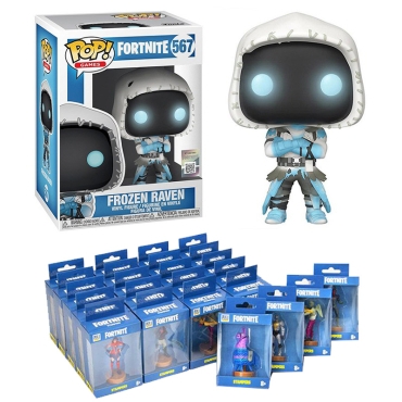 HOBBY COMBO: Funko POP! Fornite - Frozen Raven Vinyl Figure + Fortnite Figure/Stamps 6 cm