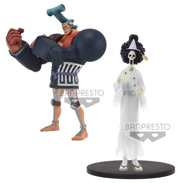 HOBBY COMBO: One Piece DXF Grandline Men PVC Statue Wanokuni Brook 19 cm + Franky (Wano Kuni)
