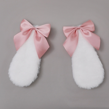 White Lolita Hairpin - Black or Pink Puppy Ears with Ribbon