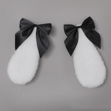 White Lolita Hairpin - Black or Pink Puppy Ears with Ribbon