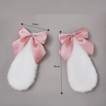 White Lolita Hairpin - Black or Pink Puppy Ears with Ribbon