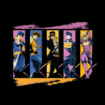 JoJo's Bizarre Adventure: Anime T-shirt - Jonathan Joestar, Joseph Joestar, Jotaro Kujo, Josuke Higashikata & Giorno Giovanna