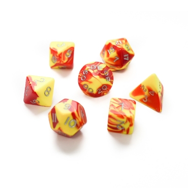 Dice set 7pcs - Toxic - Yellow/Red