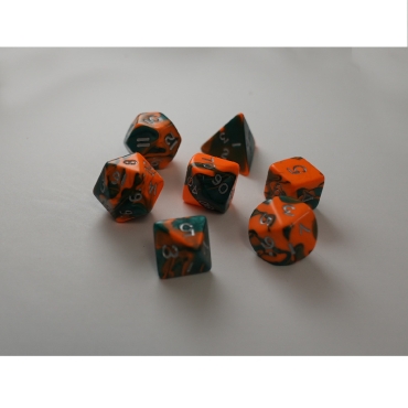 Dice set 7pcs - Toxic - Orange/Green