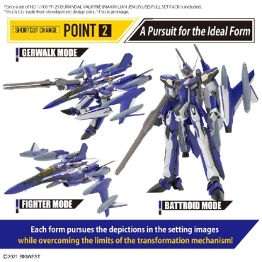 (HG) Gundam Model Kit - YF-29 Durandal Valkyrie (Maximilian Genus Custom) Full Set Pack 1/100