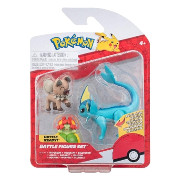 Pokémon Battle Figure Set Figure 3-Pack Rockruff, Bellossom, Vaporeon