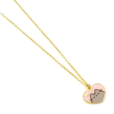 Pusheen Pendant & Necklace Pink and Gold Heart