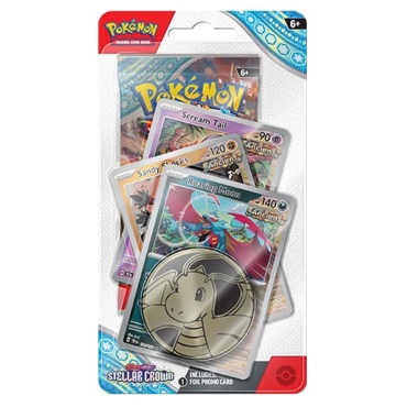 Pokemon TCG Scarlet & Violet 7 Stellar Crown - Premium Checklane Blister Roaring Moon promo card