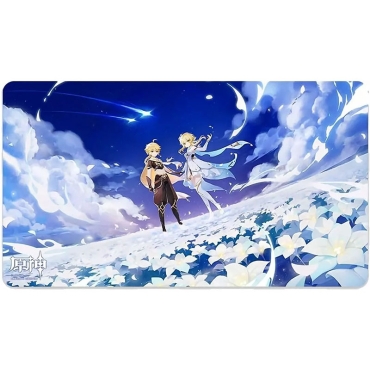 Genshin Impact Twin Stars on Floral Sea Mousepad Traveler - Aether & Lumine 70 x 40 cm