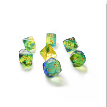 Dice set 7pcs - Gem Blitz - Blue/Green