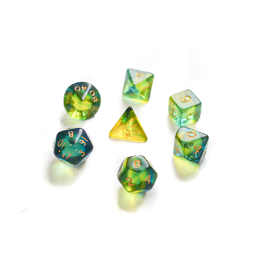 Dice set 7pcs - Gem Blitz - Blue/Green