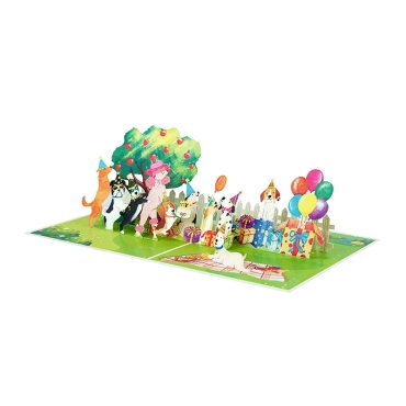 Kiriori POP 3D Happy Birthday Card - Party Dogs