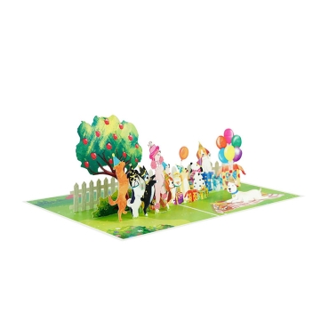 Kiriori POP 3D Happy Birthday Card - Party Dogs