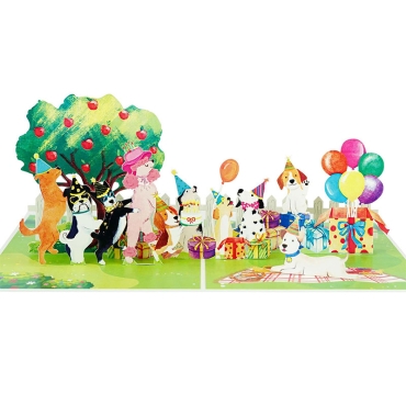 Kiriori POP 3D Happy Birthday Card - Party Dogs
