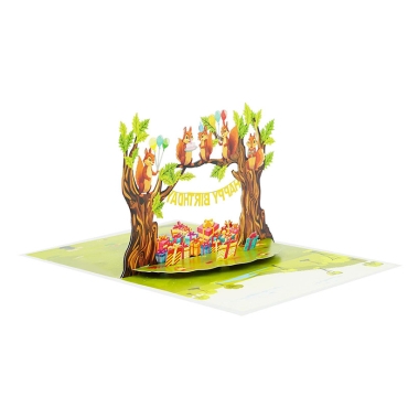 Kiriori POP 3D Happy Birthday Card - Squirrels