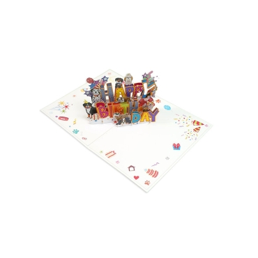 Kiriori POP 3D Greeting Card - Happy Birthday with dogs