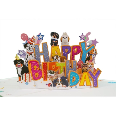 Kiriori POP 3D Greeting Card - Happy Birthday with dogs