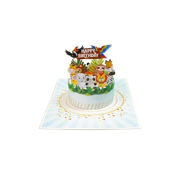 Kiriori POP 3D Greeting Card - Birthday Cake with animals
