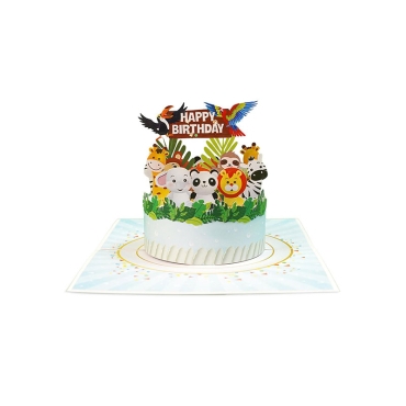 Kiriori POP 3D Greeting Card - Birthday Cake with animals