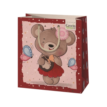 Ecological Grass Gift Bag - Teddy Bear 20 x 23 M