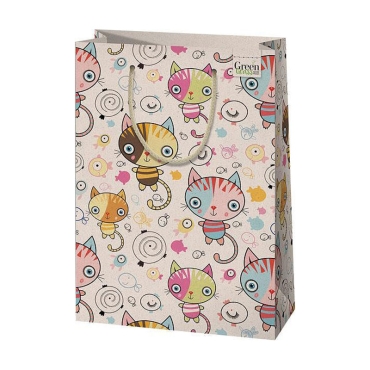 Ecological Grass Gift Bag - Colorful Kittens 24 x 35 L
