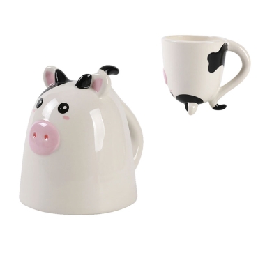 Themed Ceramic Upside Down Mug - Cow