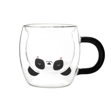Latte Double Glass Mug - Panda 250ml