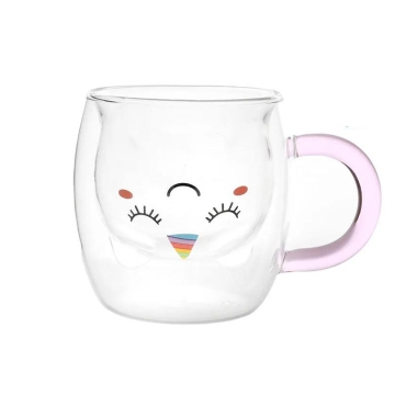 Latte Double Glass Mug - Unicorn 250ml