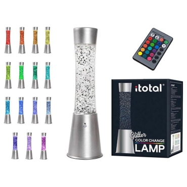 iTotal Lava Lamp - Glitter RGB with Silver Base