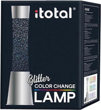 iTotal Lava Lamp - Glitter RGB with Silver Base