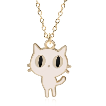 Necklace - Cute White Cat