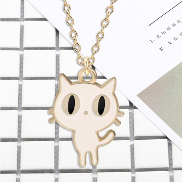 Necklace - Cute White Cat