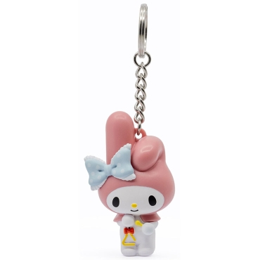 Vedere frontală a brelocului Melody Pocket Hero cu fundă roșie și design clasic Sanrio