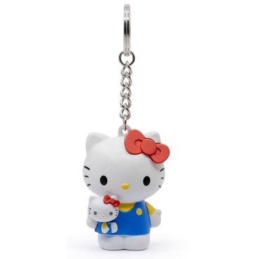 Vedere frontală a brelocului Hello Kitty Pocket Hero cu fundă roșie și design clasic Sanrio
