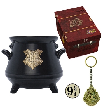 Set premium Harry Potter cu cană breloc și insignă