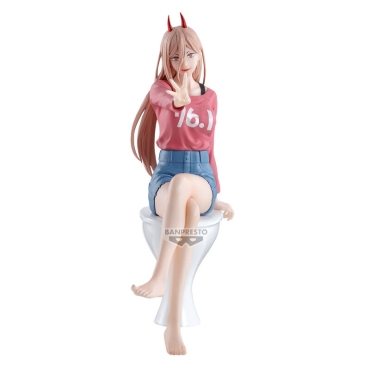 Power Chainsaw Man pe toaletă – figurină 18 cm vedere frontală