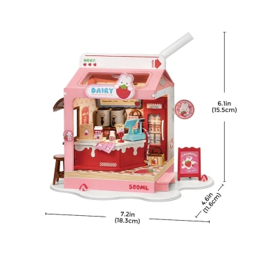 Vedere frontală a setului DIY Cutia cu Lapte de Căpșuni