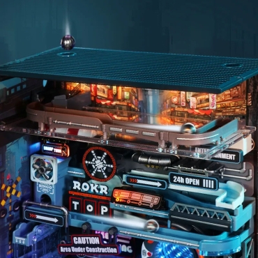 Detaliu al designului futurist post-apocaliptic