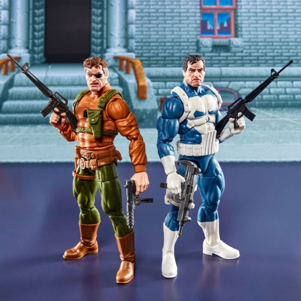 Figurină de acțiune Punisher Marvel Legends Gamerverse, pachet de 2, Punisher și Nick Fury, 15 cm