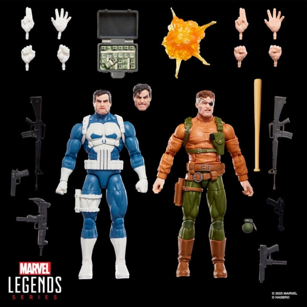 Figurină de acțiune Punisher Marvel Legends Gamerverse, pachet de 2, Punisher și Nick Fury, 15 cm