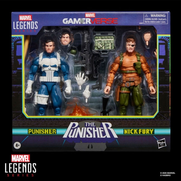 Figurină de acțiune Punisher Marvel Legends Gamerverse, pachet de 2, Punisher și Nick Fury, 15 cm