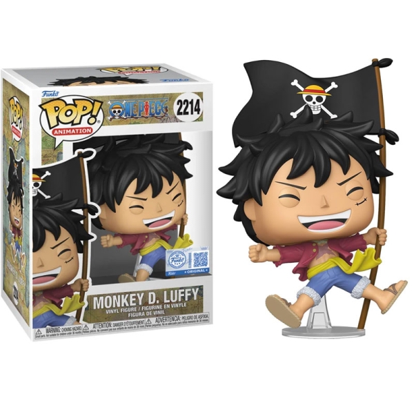 One Piece POP! Animation Vinyl Figure Monkey D. Luffy with Flag #2214
