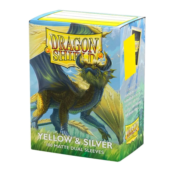 Dragon Shield Protecții Mari pentru Cărți 100 buc Dual Matte – Yellow & Silver